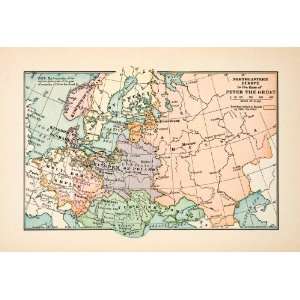  1921 Print Map Northern Europe Accession Peter Great 