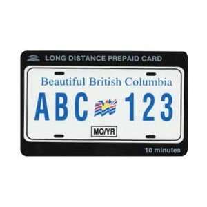 Collectible Phone Card British Columbia (Canada) License Plate (With 