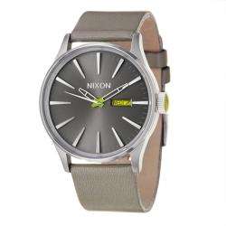 Nixon Mens The Sentry Stainless Steel and Leather Quartz Watch 