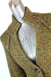 womens mustard yellow gray ANN TAYLOR LOFT wool mohair cardigan 