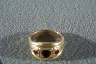 ANTIQUE 12 K YELLOW GOLD FILL RED TOPAZ RING SETTING  