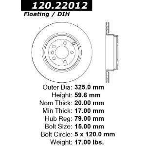  Centric Parts 120.22012 Premium Brake Rotor with E Coating 