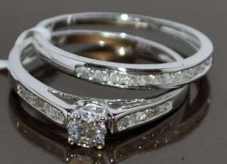DIAMOND BRIDAL WEDDING SET 14K WHITE GOLD .5CT TWO PIECE ENGAGEMENT 