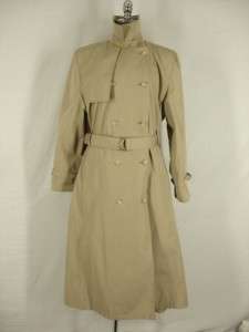 womens London Fog classic trench coat long rain shell union made Tan 