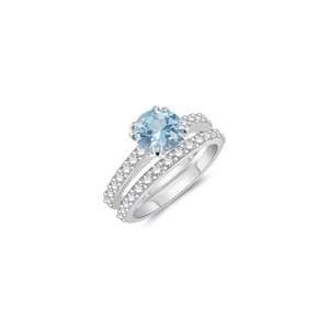  0.64 Cts Diamond & 0.72 Cts Aquamarine Engagement Wedding 