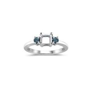  0.22 Cts Blue Diamond Ring Setting in 14K White Gold 6.0 