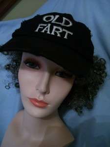 OLD FART BASEBALL CAP HAT CURLY GRAY WIG ATTACHED OSFM  