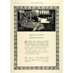 1923 Ad W J Sloane Mentone Wicker French Split Cane Summer Furniture 