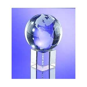   80mm Crystal Globe on Cube w/ longitude and latitude