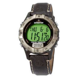 Timex Mens T49687 Digital Compass Chronograph Leather Strap 