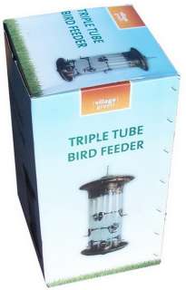 New Hanging Triple Tube Bird Seed Feeder 3 Compartment 19 Copper 