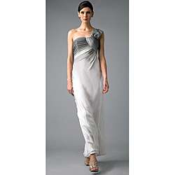   New York Womens White/Grey Ombre One shoulder Gown  
