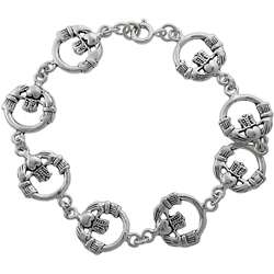 Sterling Silver Bracelet with Circle Claddagh Design  