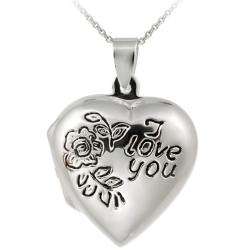 Sterling Silver I Love You Heart Locket Necklace  