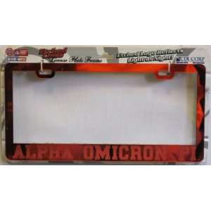  Etched Glass Greek License Plate Holder   Alpha Omicron Pi 