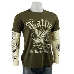   Hardy Mens Premium Eagle Tattoo Double Sleeve T shirt  