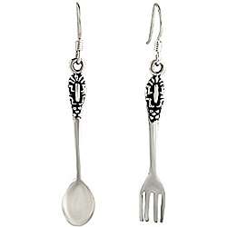 Sterling Silver Fork and Spoon Earrings  