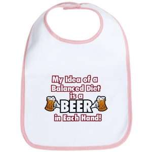  Baby Bib Petal Pink My Idea of a Balanced Diet is a Beer 