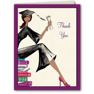    Multicultural Grad on Books Thank You Notes 