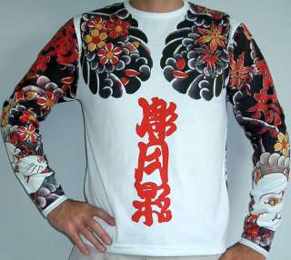 ONI Devil Japan IREZUMI Tattoo LONG Sleeve T Shirt S  