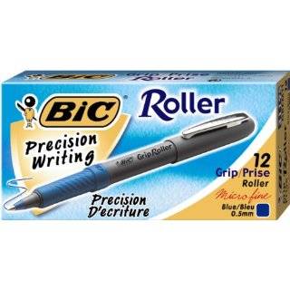  BIC Grip Stick Roller Ball Pen, Fine Point (0.7 mm), Black 