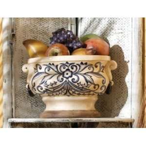 Pack of 2 Decorative Spanish Style Pedestal Bowls 