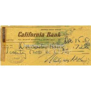   GREGORY PECK HAND SIGNED CHECK DATED 1953 AUTOGRAPHED 
