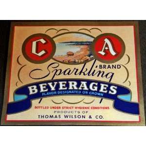  Sparkling Seaside C A Brand Soda Label, 1940s 