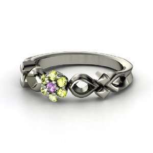  Corsage Ring, Sterling Silver Ring with Amethyst & Peridot 