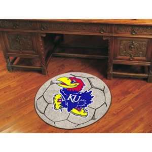  BSS   Kansas Jayhawks NCAA Soccer Ball Round Floor Mat 