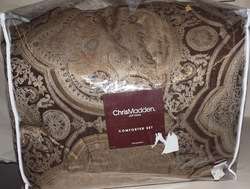 NEW King Comforter Set Brown Medallion CHRIS MADDEN 4 Piece $335 