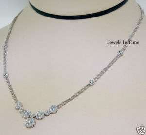 Cluster Necklace 14k White Gold & Diamonds  