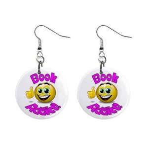  Book Addict Novelty Dangle Button Earrings Jewelry 1 inch 