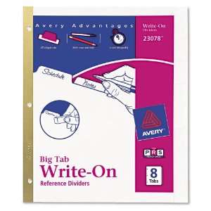 Write On Index Dividers, 8 Erasable Laminated Multicolor Tabs, WE, 8 