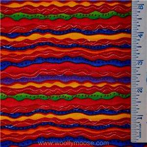   Cranston RED Yellow PURPLE Scalloped WAVY STRIPES Quilt Fabric 1/2 YD