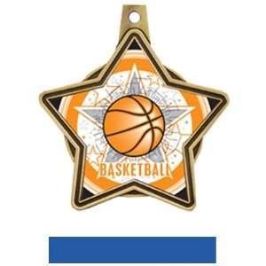 All Star Insert Custom Basketball Medals M 5501B GOLD MEDAL / LT. BLUE 