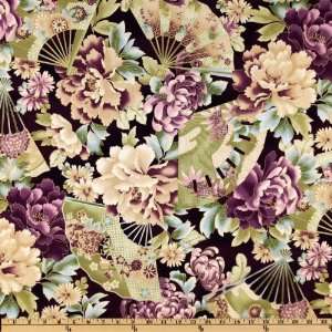   Wide Imperial Collection 7 Flowers & Fans Hyacinth Fabric By The Yard
