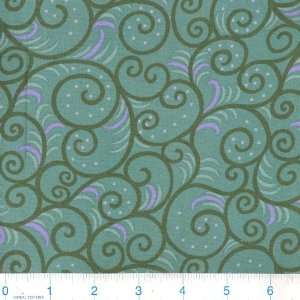  45 Wide Walk the Hills Curls Green Fabric By The Yard 