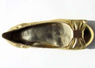   Lauren Flats Evelia Women Gold Flat Ballet Shoes NIB Size 5.5  