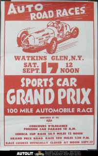 1949 Watkins Glen Formula 1 Grand Prix Race Car Poster  