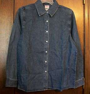 Shirt Mens sz XL DISNEY Wonderful Long Sleeved Solid Blue Denim NIP 