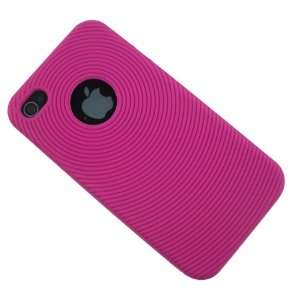  IPHONE 4, 4G SILICONE TEXTURED SKIN COVER CASE HOT PINK 