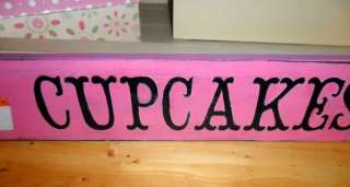 PINK CUPCAKES WOOD SIGN, Hand Painted  