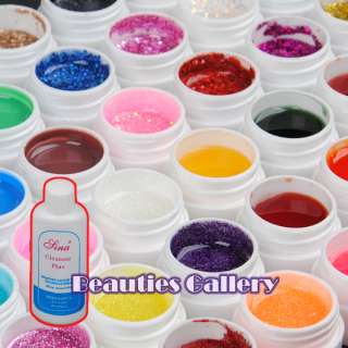 48 Color UV GEL Nail ART Nails Gel GLITTERY transparent solid cleaser 