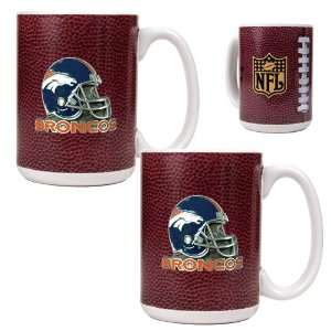  Denver Broncos Game Ball Ceramic Coffee Mug Set Kitchen 
