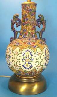 Fine 19th C Japanese Enamel Vase Mounted as Lamp c.1890  