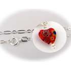 Joyful Creations 925 Sterling Silver Murano Millefiori Red Glass Heart 