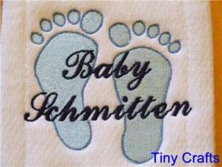 Footprint Burp Cloths Personalized Custom Baby/Shower  