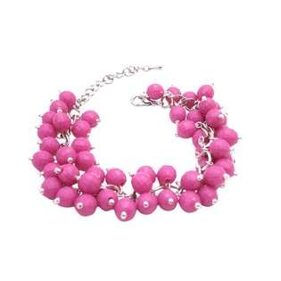Handmade Artisan Jewelry Cluster Bracelet In Beautiful Pink Beads Very 
