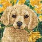 Dimensions Puppy Mischief Mini Needlepoint Kit 5X5 Stitched In 